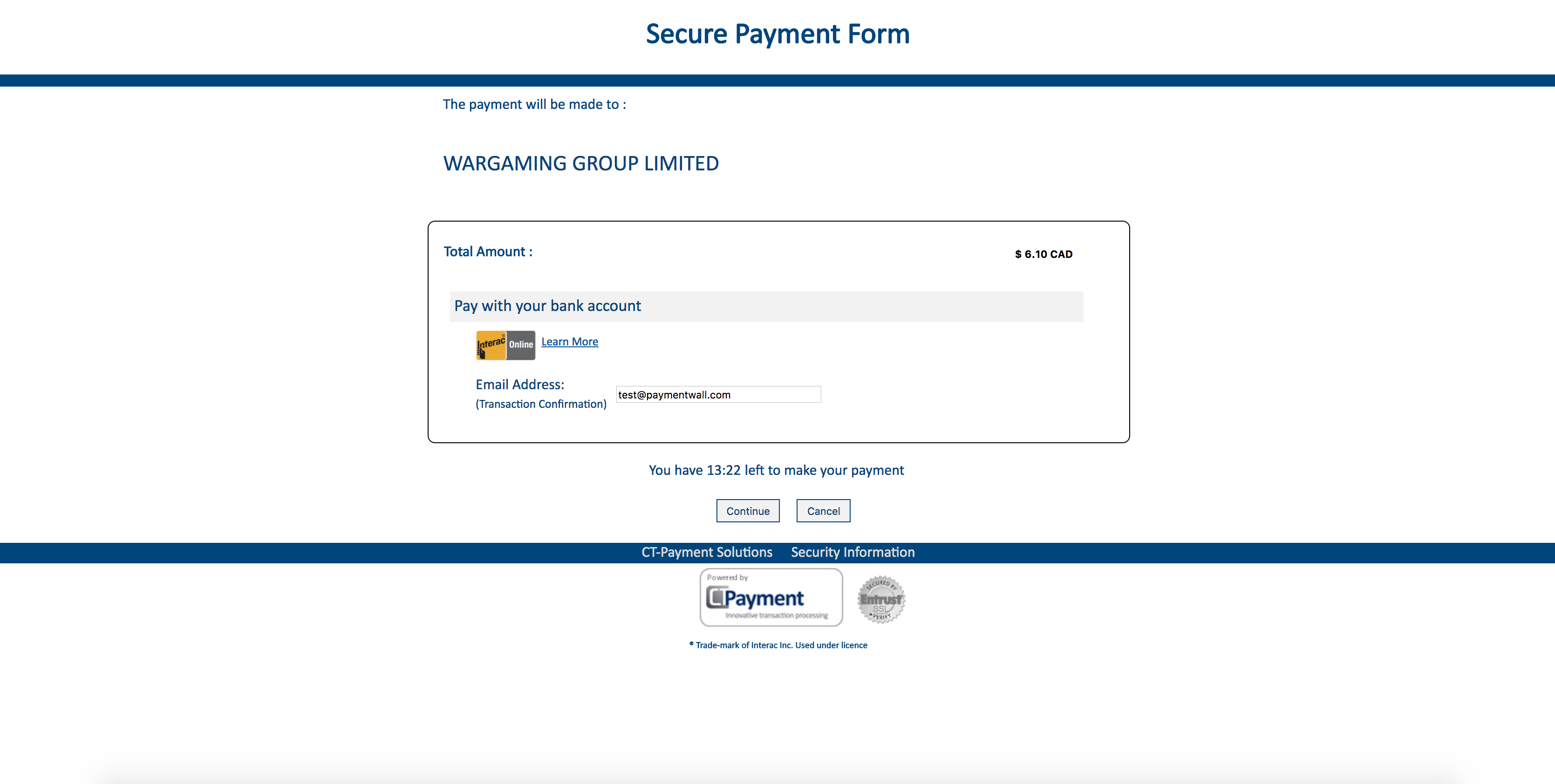 bmo interac online payment not working