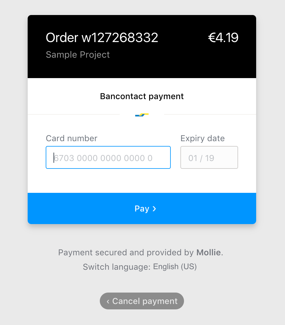 Bancontact checkout