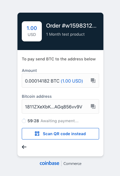 bitcoin checkout